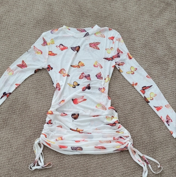 Women's Long Sleeves Printed Mesh Bodycon Dress, Clubwear - Picture 4 of 11